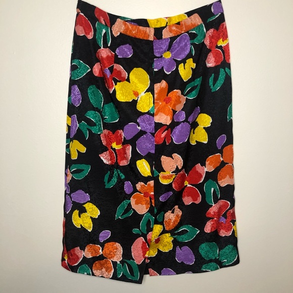 Vintage Floral Midi Zipper Skirt Size 6/28 - Picture 6 of 8